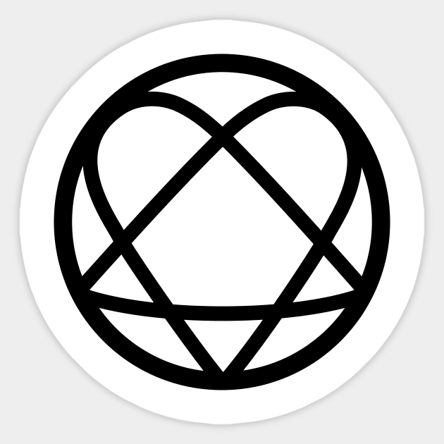 Pentagram Heart (Black) Sticker by HeyThereDozy